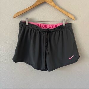 Nike Dry Fit Charcoal Gray/Pink Running Athletic Shorts Size M